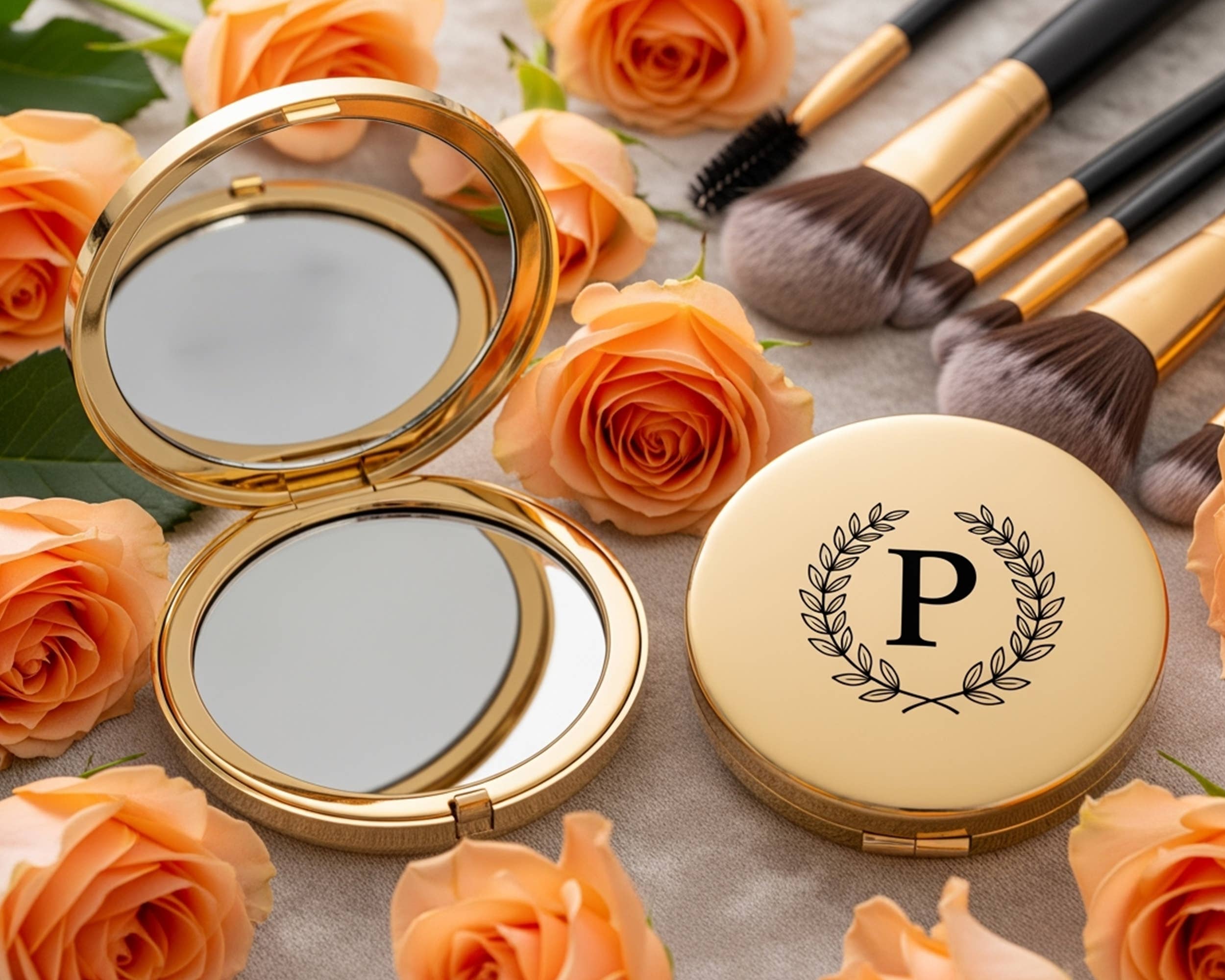 Personalized Engraved Compact Mirror — Bridesmaid & Wedding Gift