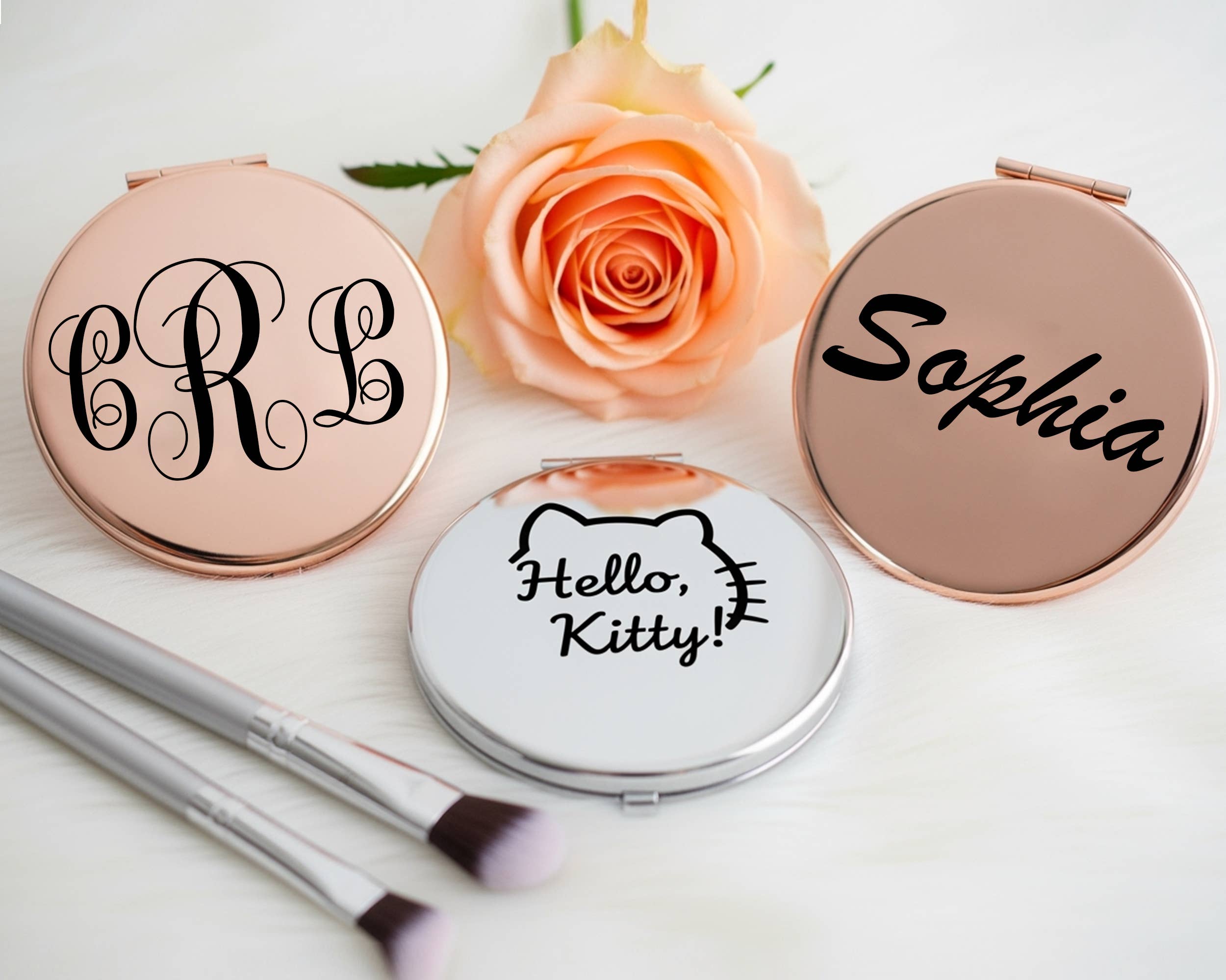 Personalized Engraved Compact Mirror — Bridesmaid & Wedding Gift