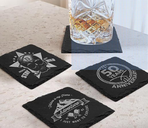 Custom Engraved Stone Coasters — Set of 4 | Housewarming & Wedding Gift