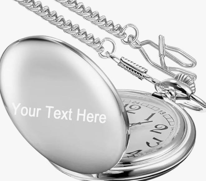 Custom Engraved Pocket Watch — Groomsmen, Birthday & Father's Day Gift